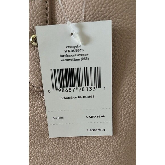 New Kate Spade Larchmont Avenue Evangelie Satchel Pebble Leather Warm Vellum - Picture 3 of 7
